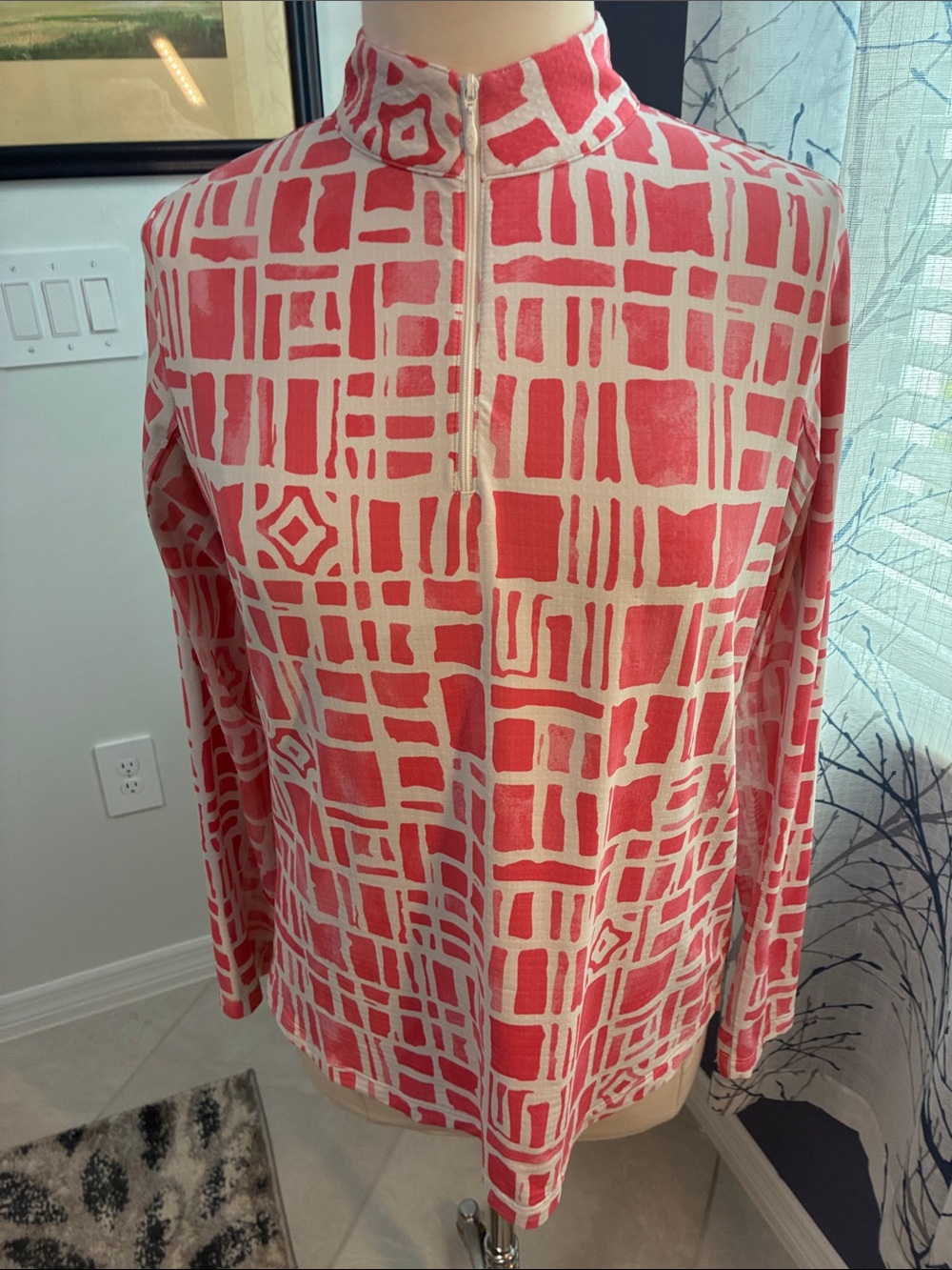 IBKUL Coral Geometric Zip-Front Jacket